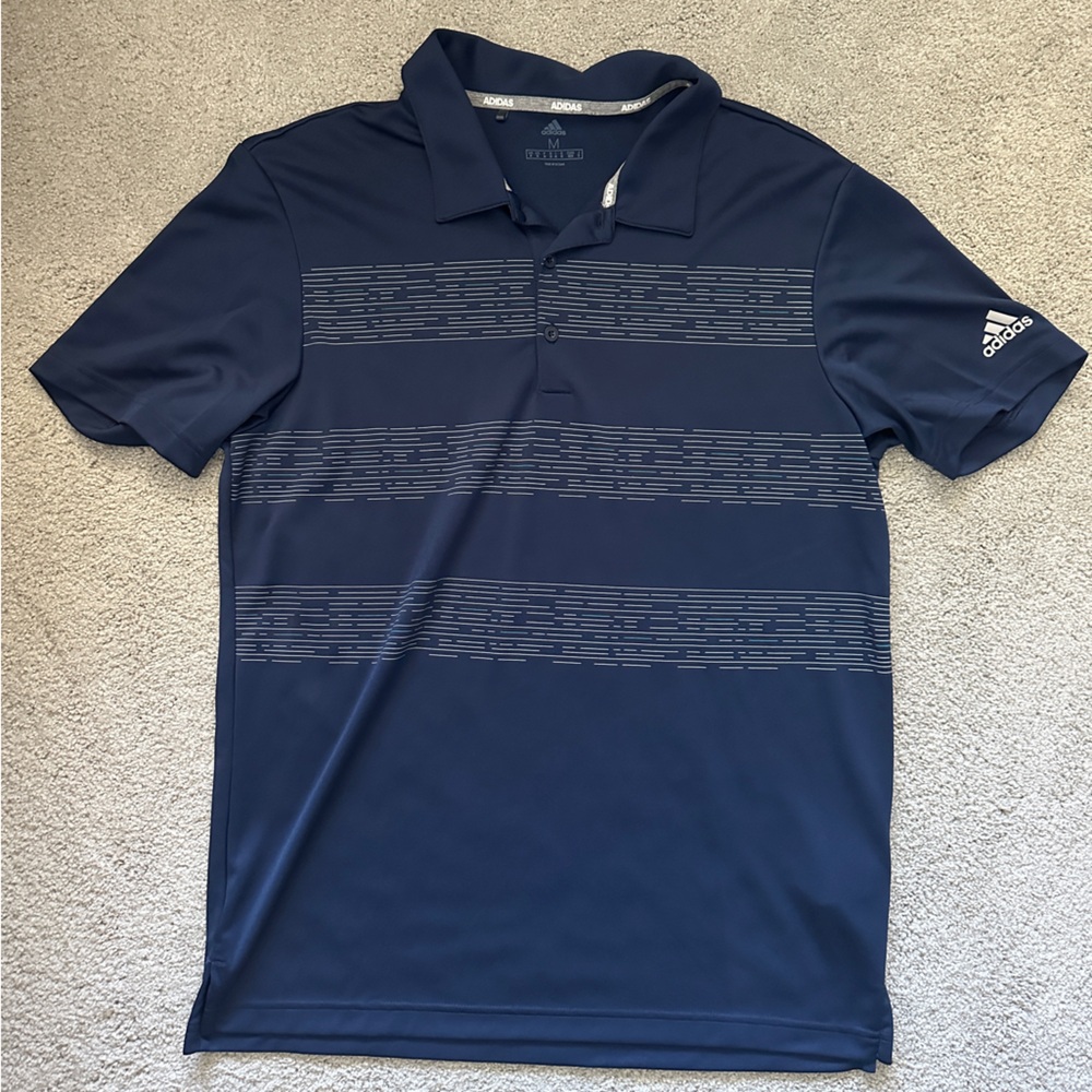 Adidas Blue Polo Shirt with Elegant Tonal Stripes